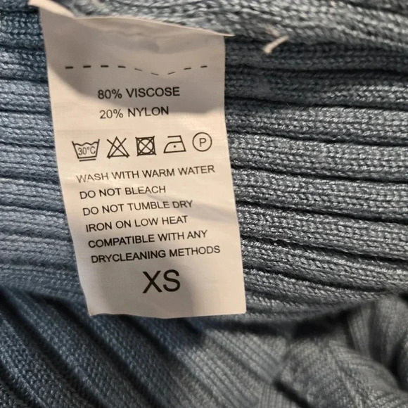 Cozy Ribbed Knit Cowl Neck Dress - Slate Blue - Picture 10 of 10